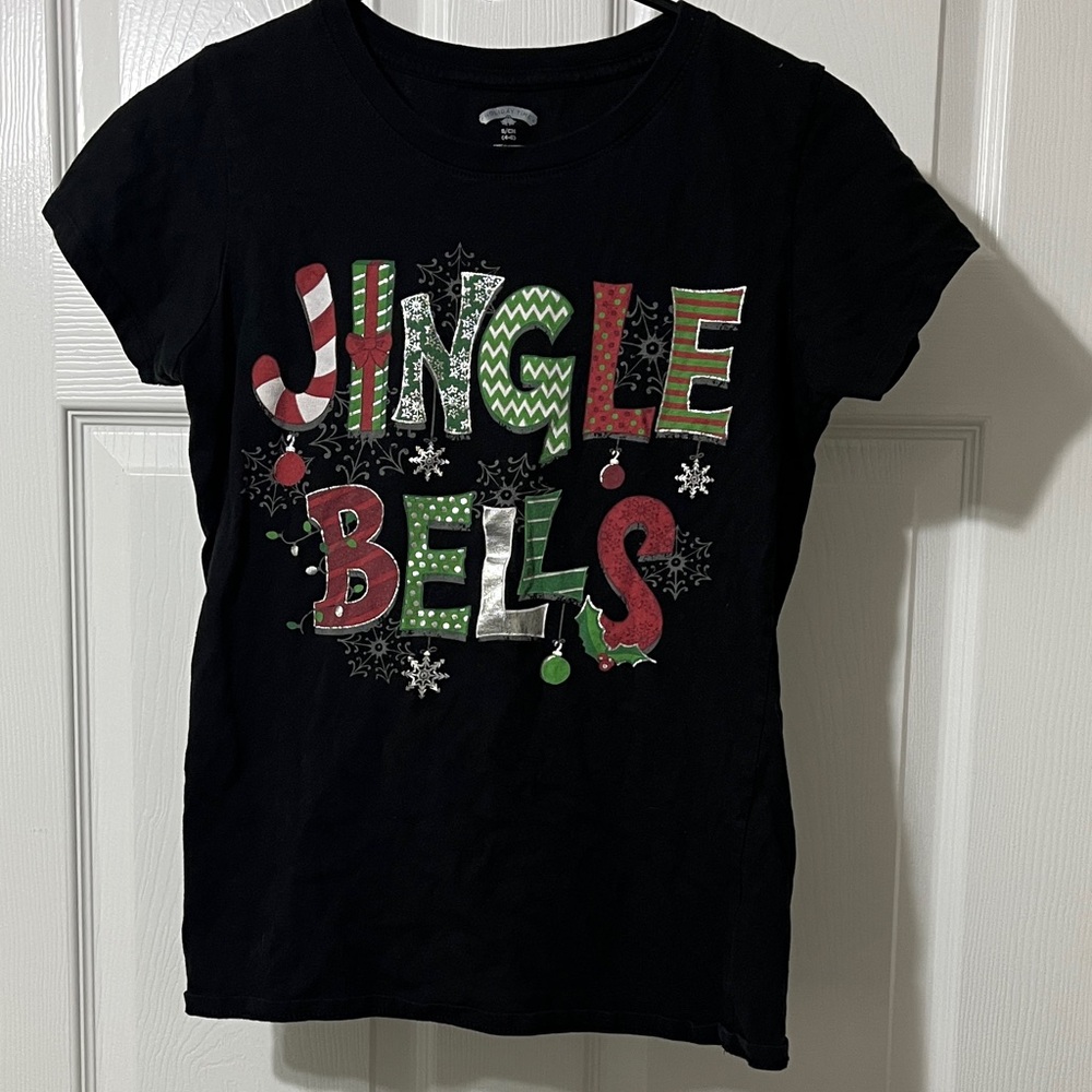 Holiday Time Black Jingle Bells Kids T-Shirt